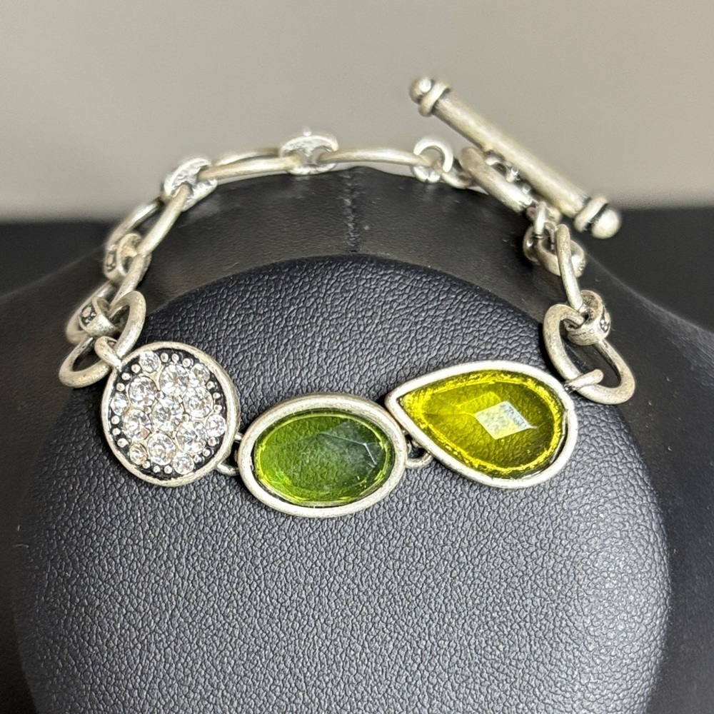 Lia Sophia Elegant Silver and Green Bracelet Rhinestone